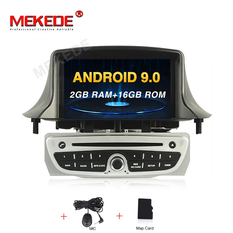 MEKEDE 7 дюймов 1 Din Android 9,0 автомобильный dvd-плеер для Megane 3 Fluence 2009- wifi gps радио мультимедиа Руль Стерео - Цвет: 16G car dvd