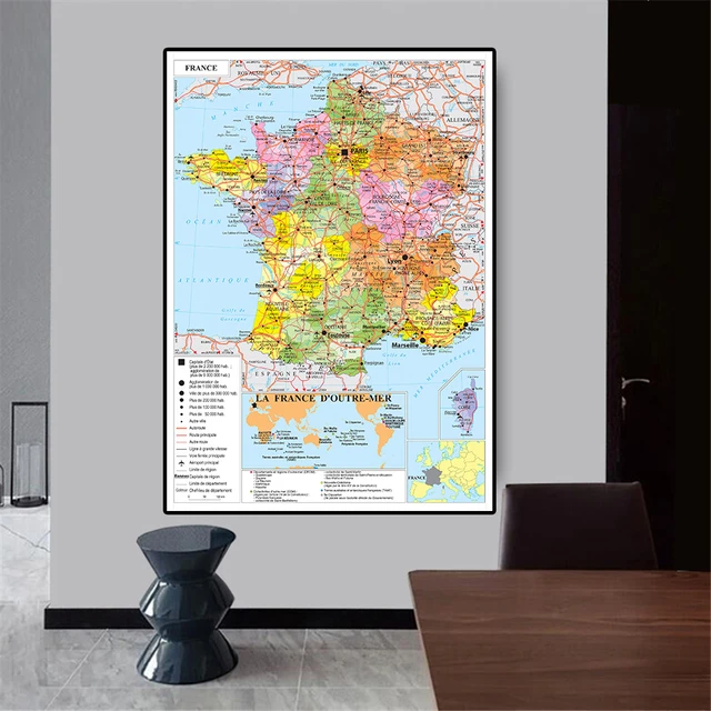 100*150cm The France Transportation Map In French Large Poster Non-woven  Canvas Painting Living