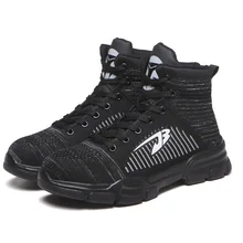 Модная Мужская Рабочая обувь; нескользящая Уличная обувь на шнуровке с высоким берцем; сезон осень-зима-весна; BHD2