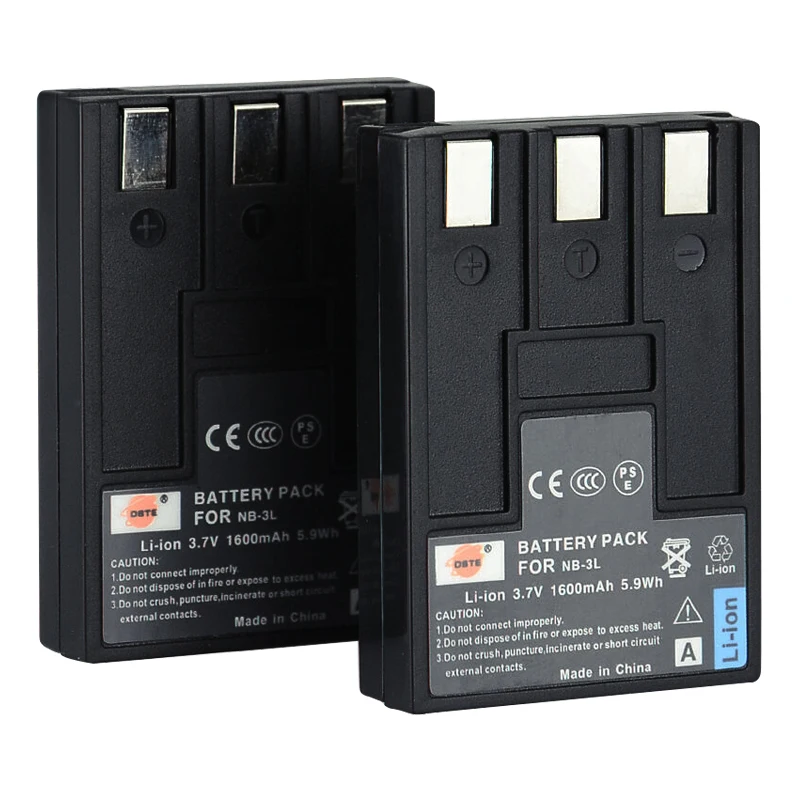 2 шт DSTE 1300mAh 5,9 Wh 3,7 V NB-3L NB3L перезаряжаемая батарея 1* lcd двойное зарядное устройство для камеры Canon IXUS I5 IXUS 700 IXUS 750