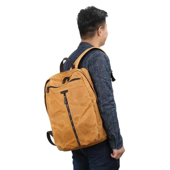 

Large Capacity Leather Canvas Backpacks For Men Woman Thick Vintage Oil Wax Waterproof Daypack High Quality Laptop Backpack Bag