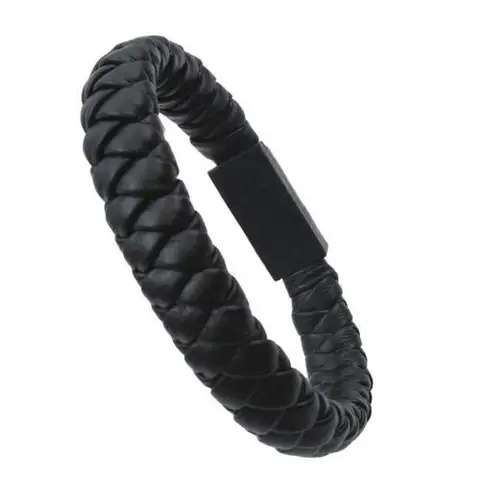 Mini Charging Bracelet Faux Leather Woven Type-C/Micro USB Charging Bracelet Data Cable for Mobile Phone