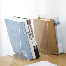 

1Pc Transparent Acrylic Bookends Stand Bookshelf Desktop Decorative Storage Rack Non Skid Multipurpose Practical Bookend For Boo