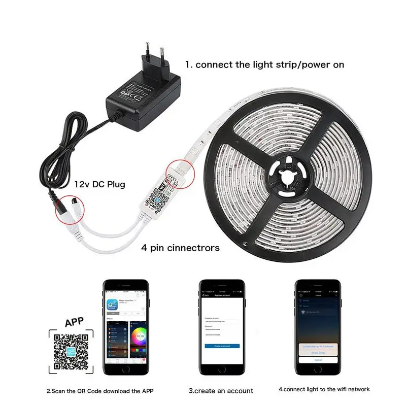 WiFi RGB контроллер для Светодиодный светильник, работает со смартфоном Alexa беспроводной пульт дистанционного управления 16 миллионов цветов светильник ing, Androi