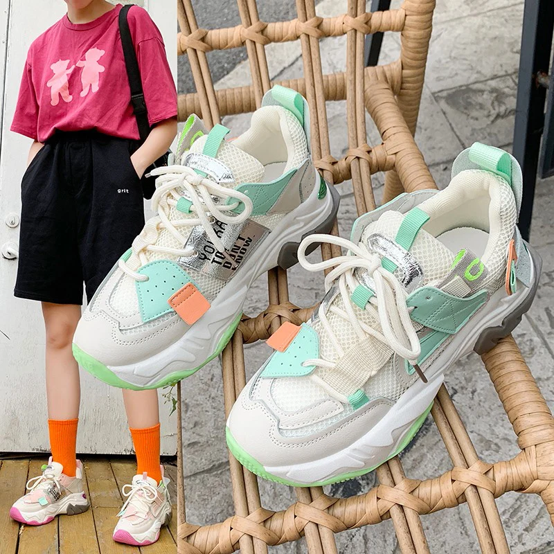 

2020 Summer Fashion Women running shoes Genuine Leather Women's Platform Sneakers Ladies Chunky Shoes woman Trainers Footwear