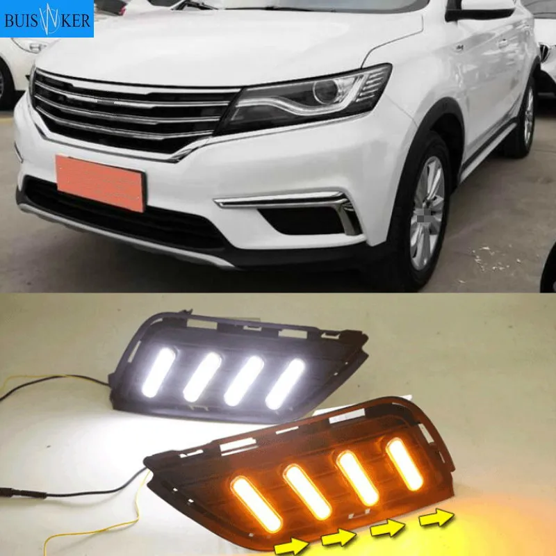 

Дневные ходовые огни для Roewe RX5 2016-2018 светодиодный дневные ходовые огни, противотуманные фары, ходовые огни с желтой функцией поворота