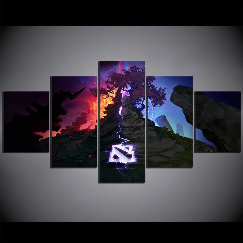  Wall Art Painting Canvas 5 Panel DOTA 2 Game Poster Canvas Printed Home Decor For Living Room Artwo