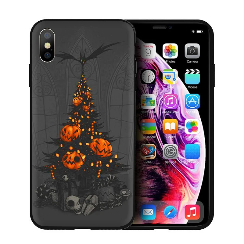EWAU для тыквы хэллоуин силиконовый чехол для телефона iPhone 5 5S SE 6 6s 7 8 plus X XR XS Max - Цвет: B9