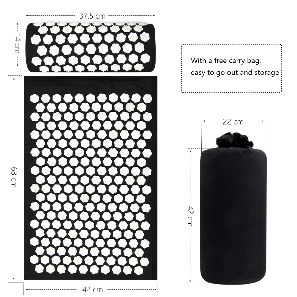 Acupressure Mat Acupuncture Massage Mat Pillow Set, Yoga Mat Relieves Stress Back Neck, Sciatic Pain, Tension Release