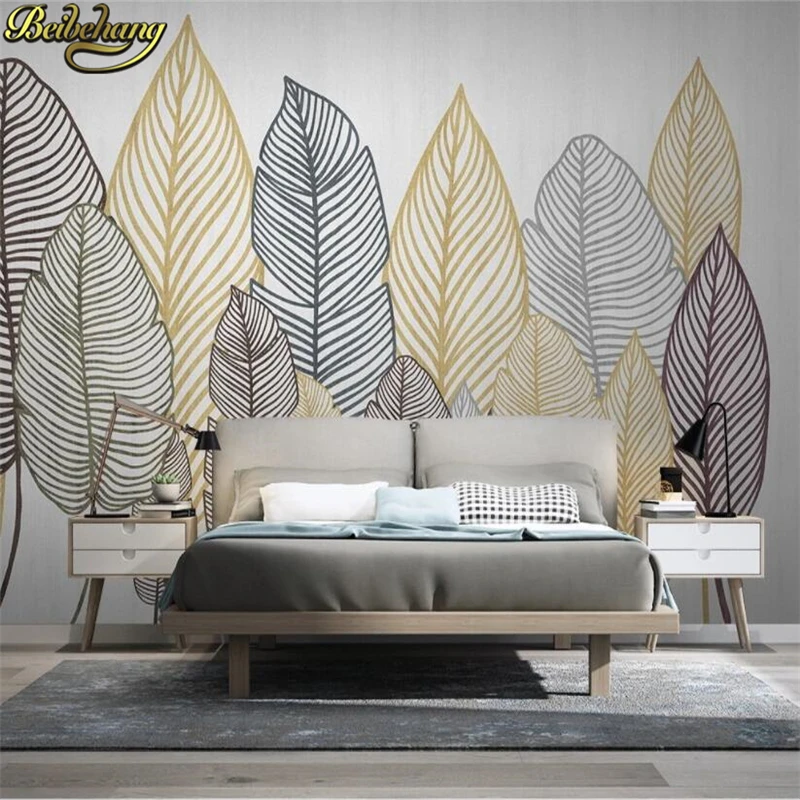 

Custom Modern wallpapers for living room TV Blackboard Background Plant leaves Mural Wallpaper home Decor 3D Wall Paper stickers