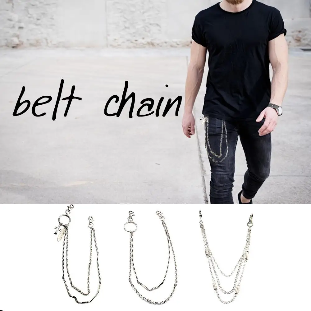 

Pant Waist Link Metal Wallet Silver Chain For Trousers Pant Rock Punk Hook 2019 Hot Fashion Men Jewelry Jeans Decoration Chains