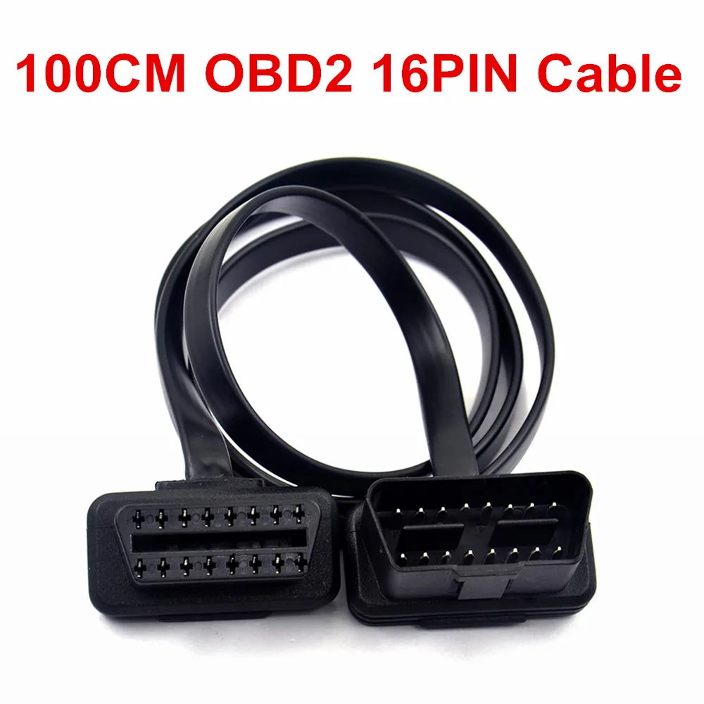 auto inspection equipment Dual Female Y Splitter Elbow 16Pin OBD 2 Extender ODB OBD2 Cable 16 Pin Male To Female Flat Noodle OBD2 Extension Cable car inspection equipment for sale Code Readers & Scanning Tools