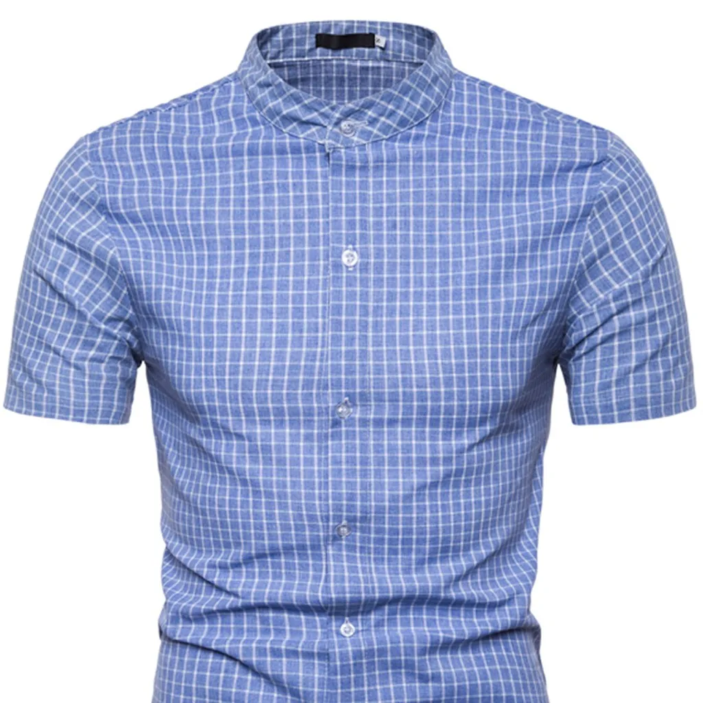 Womail 2019 Новое поступление мужские рубашки с коротким рукавом, с принтом, мужская повседневная блузка, модные топы на пуговицах, летняя