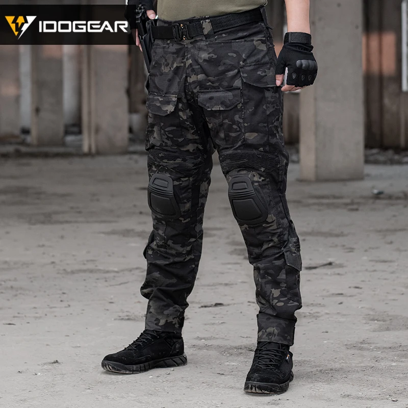 IDOGEAR тактические G3 брюки с наколенниками страйкбол Брюки Мультикам CP gen3 Охота камуфляж черный 3201