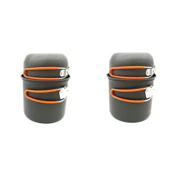 

Portable Compact Backpack Camp Stove Kit with Cooking Pot Ultra Light Alloy Wild Stove with Orange Handle Small Burner Stove 1pc