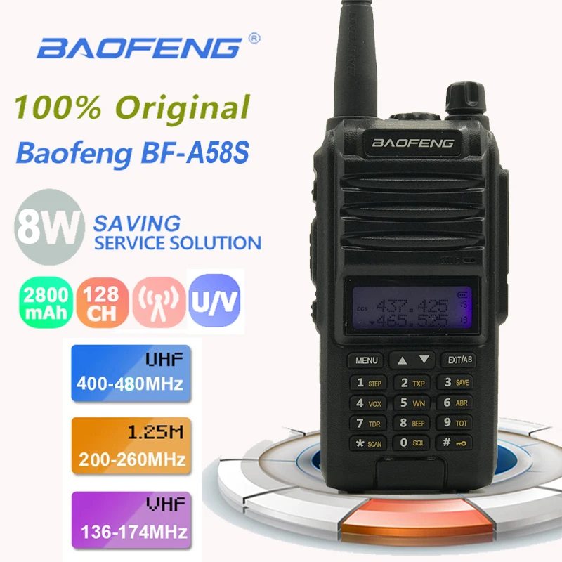Baofeng A58S трехдиапазонная двойная антенна рация 8 Вт UHF& VHF мобильный для UV5R A58 трансивер радиоприемники Comunicacion Pinganillo