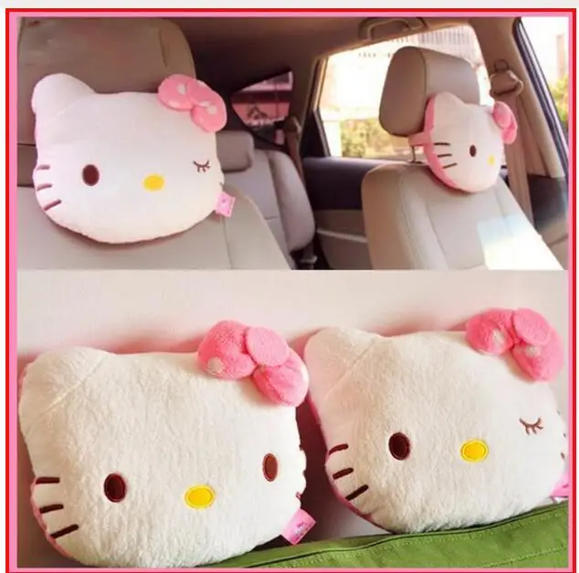 1 шт. розовый рисунок «Hello Kitty» Автомобильная подушка для автомобиля подголовник подушка для шеи плюшевые домашние тапочки с кошечкой из мультфильма детская коляска для ребенка автокресло с подголовником аксессуары для подушек