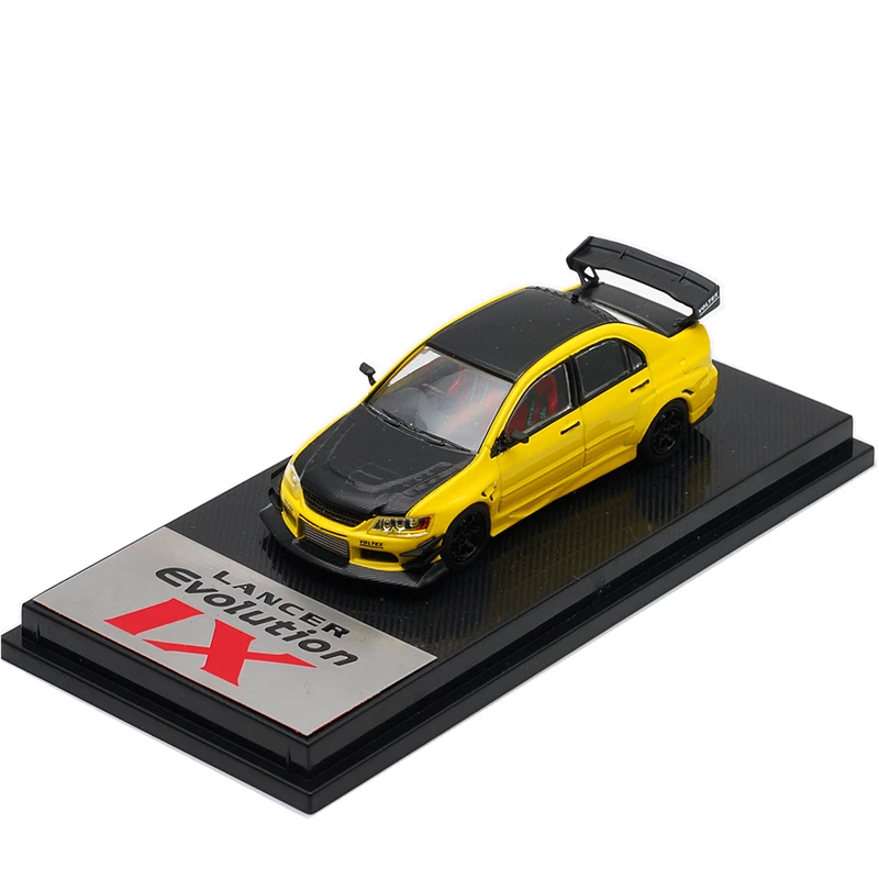 

CM Model 1:64 Lancer EVO IX yellow black carbon Diecast Model Car