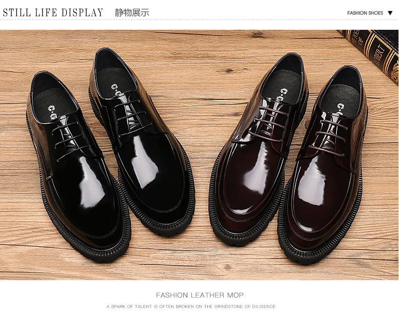

Patent Leather Men Shoes Round Toe Men Shoes Zapatos De Hombre Comfortable Wedding Shoes bie zhi kuan Genuine Leather Shoes