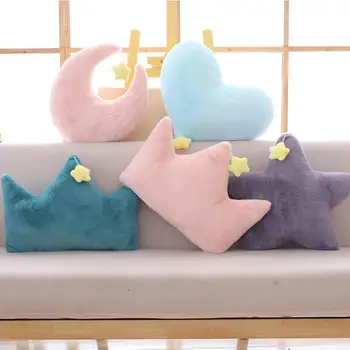 

27 Short Plush Cushions Pillow Soft Fluffy Throw Core Star Moon Crown Heart Shape Stuffed Sleeping Toy Children Room Decoration