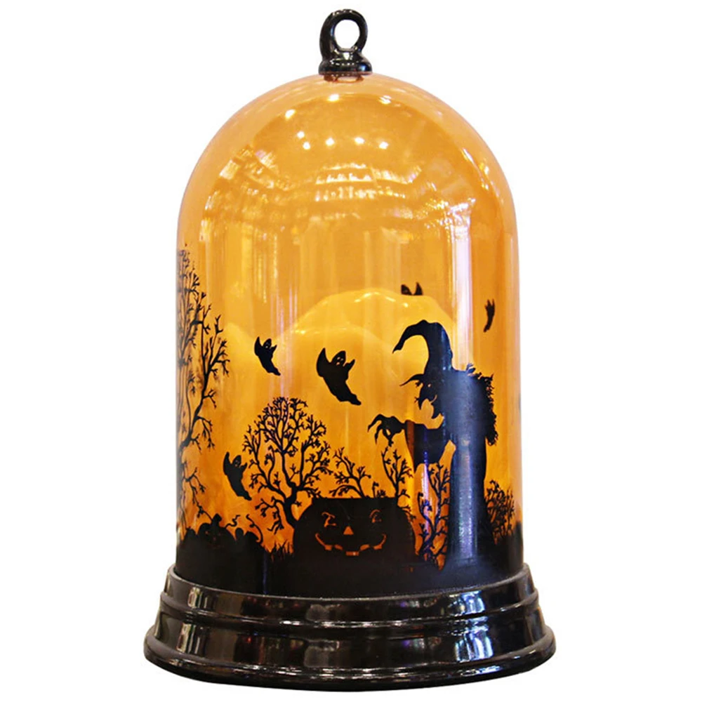 Romantic Pumpkin Light Halloween Bat Spider Witch Lamp Hanging Lantern LED Party Home Decor Pumpkin Lamp Ambient Lighting - Emitting Color: yellow witch lamp