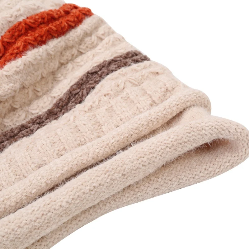 Женская зимняя шапка s теплая вязаная крючком Повседневная шапочка шапка с кроличьим мехом помпоном модные вязаные шапки Skullies