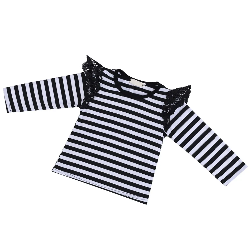 Cute Toddler Girl Clothes Long Sleeve Pullover Tops Fashion Lace Spliced Shits Casual T Shirt Toddler Baby Winter Clothes Girls
