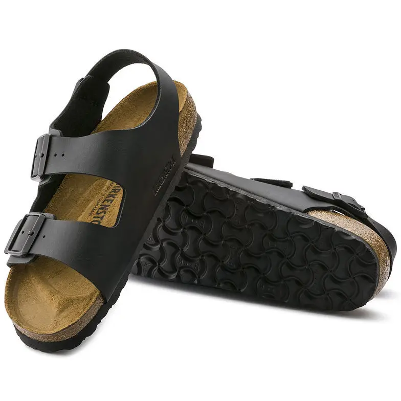 Оригинальные мужские и женские сандалии FUUI удобные шлепанцы из искусственной кожи на платформе с 2 ремешками обувь на пробковой подошве - Цвет: BLACK