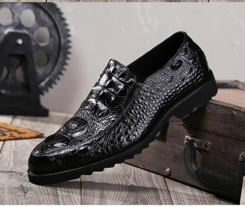Men's Wedding Dress Shoes Leisure Casual Crocodile Leather Oxfords Shoes For Men Business Brogues Shoes Party Penny Loafers New (9)