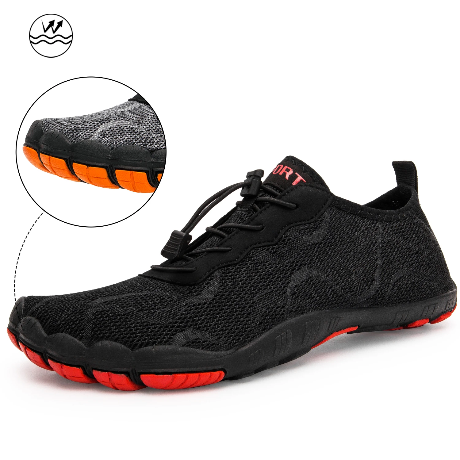 Спортивная обувь для мужчин, босиком, мужская пляжная обувь для женщин, дышащая Спортивная обувь для пеших прогулок, быстросохнущие кроссовки для речных и морских вод - Цвет: man black aqua shoes