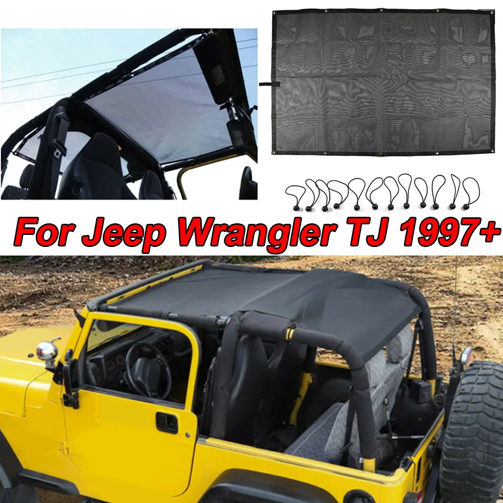 Roof Top Mesh SunShade Bikini Top Cover UV-Protection For Jeep Wrangler TJ 97-05