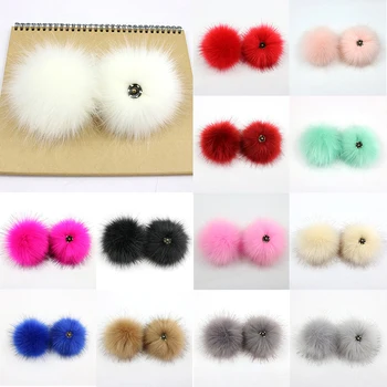 

DIY Colorful Pompom 8cm Big Fur Pompon Foxes Fur Pompom Women Hat Fur Dark buckle Pom Poms Hats Caps Knitted Hat Cap Accessory