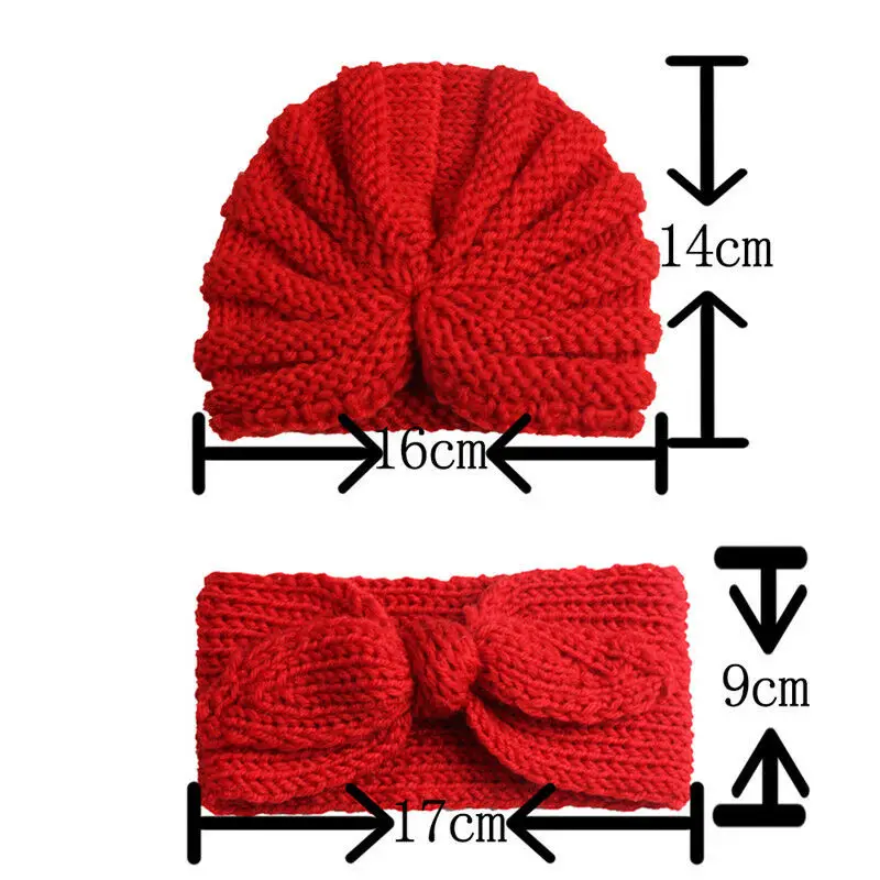 Зимняя теплая вязаная повязка на голову с бантом для маленьких мальчиков и девочек, милая шапочка-тюрбан, детская шапка для малыша От 0 до 5 лет, красного, черного, розового цвета