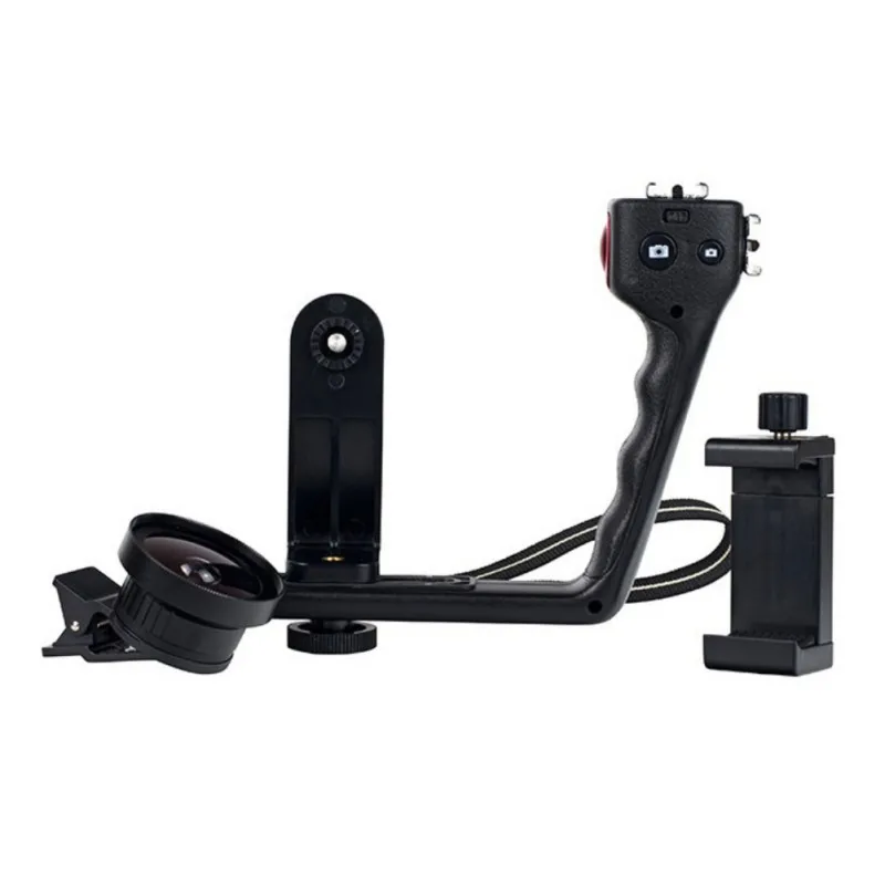 Универсальный l-образный Регулируемый Ручной Bluetooth стабилизатор Rig Mount Kit держатель w/объектив для смартфона камера estabiliza - Цвет: Черный