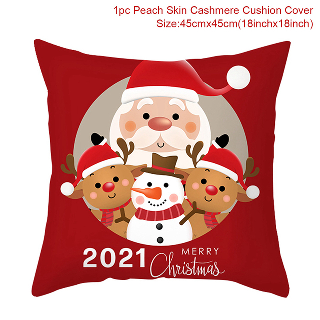 Cushion Cover Merry Christmas Decorations for Home 2021 Christmas Ornament Navidad Noel Xmas Gifts Happy New Year 2022