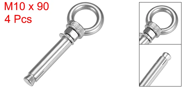 Uxcell 4 шт. M6 M8 M10 Метрическая Расширительная Eyebolt гайка винт w кольцо 304 нержавеющая сталь анкер сырье болты длина 50 мм-120 мм