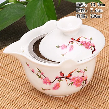 

Puer tea glass teapot kettle with kung fu suit household ceramics single pot of flower small flush red tea cups