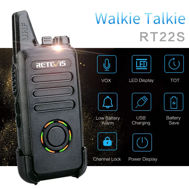 4 шт. RETEVIS RT22S Handsfree Walkie Talkie RT22 обновление VOX скрытый дисплей usb зарядка двухстороннее радио приемопередатчик с наушником