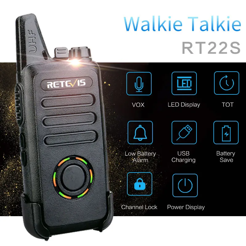 Портативная рация RETEVIS RT22S 4 шт. 2 Вт UHF VOX канал/батарейный дисплей удобная