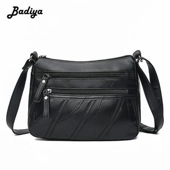 

Women Messenger Bag Lady Shoulder Bag Small Female Sheepskin Leather Handbag Black Flap Purse Luxury Waterproof Crossbody Bag