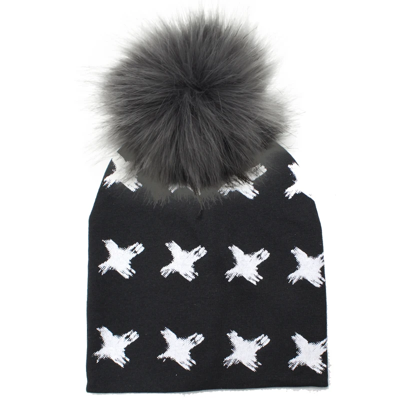 32 New Baby Cap Cotton Faux Fur Pompom Hat For Boy And Girl autumn and Winter Hat skullies beanies Children's Hats Caps Bonnet - Цвет: 32