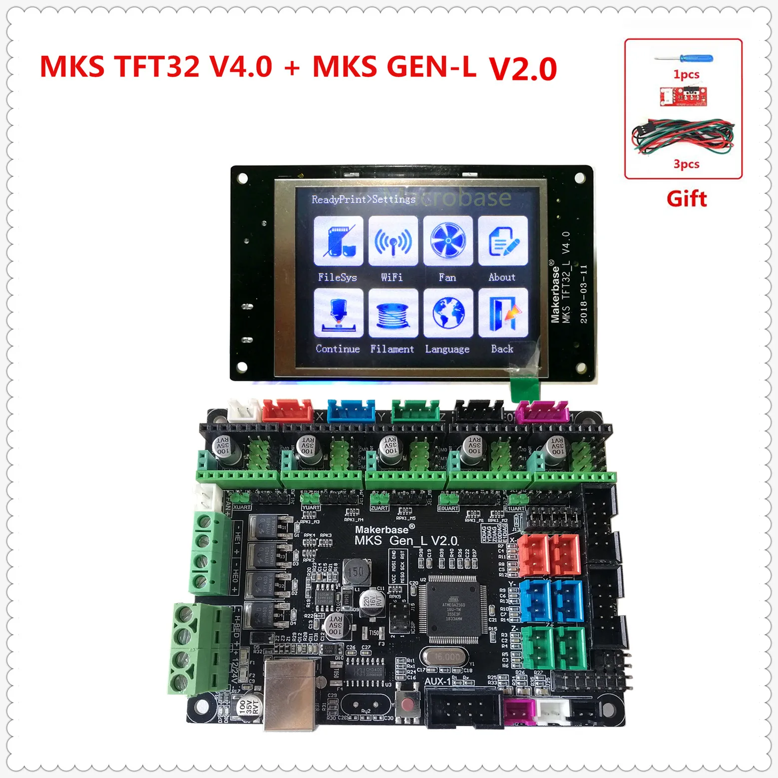 MKS GEN L V2.0+ MKS TFT32 lcd сенсорный дисплей+ MKS wifi модуль дешевый 3D электронный блок openbuilds для 3d принтера стартер