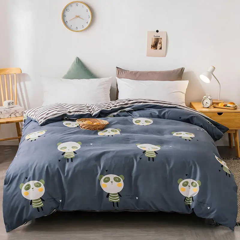1Pc Comforter Covers Cartoon Style Panda Double Print funda nordica for Kids Queen/King Size 220x240 Bedroom |