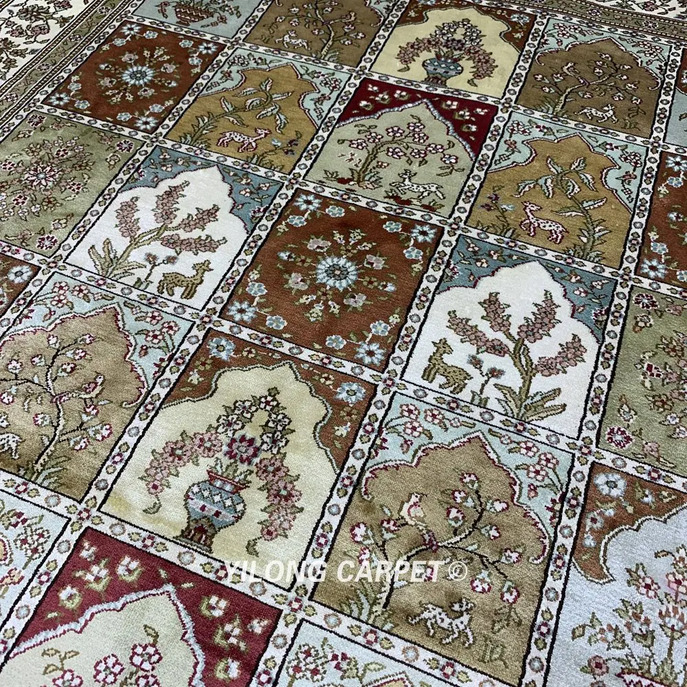 Yilong 4'x6' четыре сезона ручной работы персидские ковры турецкий изысканный Шелковый ковер (HF279B)