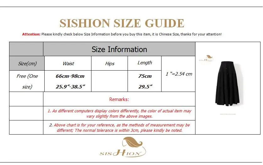 SISHION Knitting Skirts One Size Autumn Winter Black Lace Up Elastic Waist Slim Large Size Long Casual Skirts QY0710