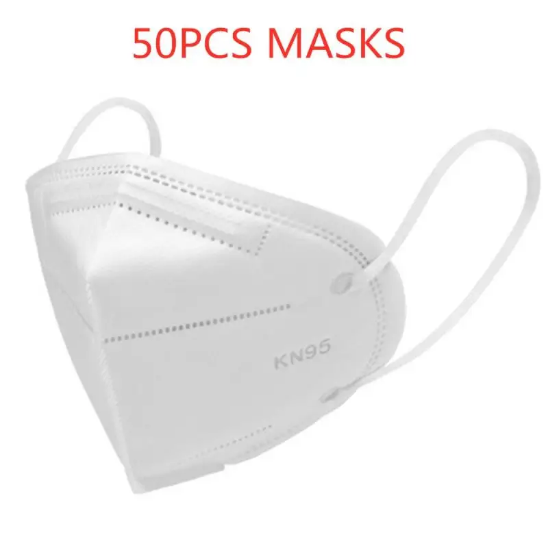 

KN95 Mask Reusable 50/100pc PM2.5 Face Mask With A Concealed Plastic Nose Anti Fog Anti Pollution Disposable High Elastic Masks