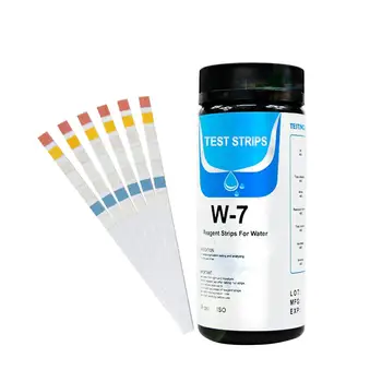 

50PCS Drinking Water Test Kit Household Water Test Strips 7-in-1 Testing Strips For Pool Spa Testing Hardness PH Bromine Nitrate