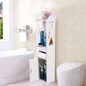 Image 1 - 80*15.5*15cm Bathroom Toilet Furniture Cabinet White Wood Cupboard Storage Shelf Laundry Detergent Shampoo Tissue Storage Rack