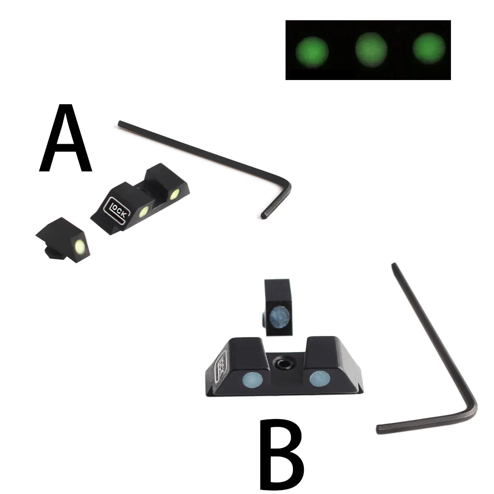 Hunting Pistol Handgun Glow in the Dark Night Sights Front and Rear Sight Set For Glock 17 19 22 23 24 27 33 34 35 | Спорт и