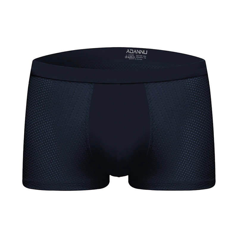 ADANNU Brand men underwear boxer cotton cueca tanga comfortable underpants men boxers calzoncillo male panties solid shorts - Цвет: AD128-navyblue